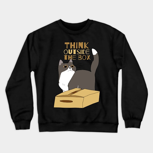 Chubby Cat and the Box Crewneck Sweatshirt by KewaleeTee